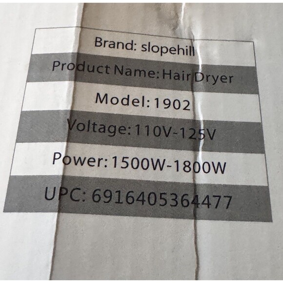 Slopehill Professional Hair Dryer. 2 Speed And Heating Settings. Model 1901 New - Picture 2 of 3